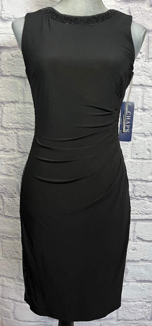 NWT Ralph Lauren Chaps Poly-knit Stretch Bodycon Ruched Cocktail Dress